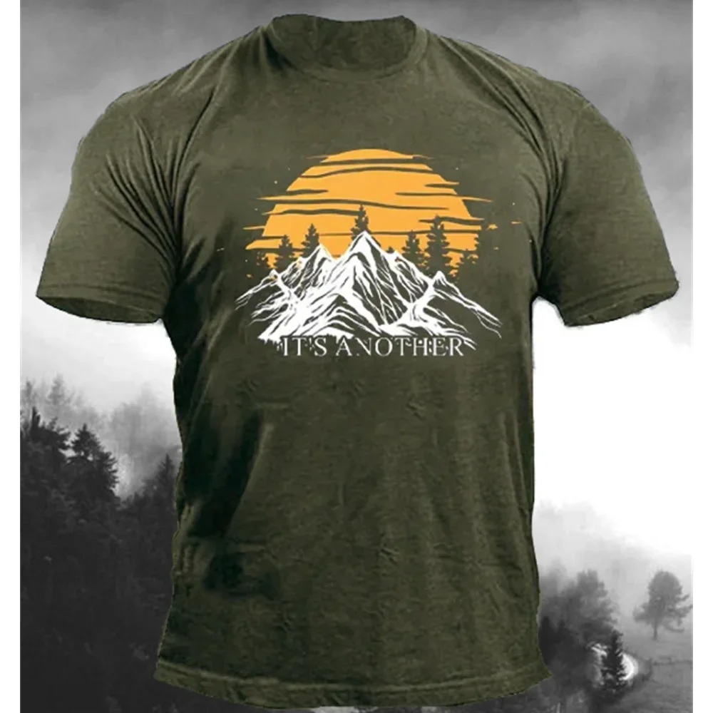 2025 Men's with mountain pattern 3d printing, Men's T-shirt,Loose shirt top fashion sports  street casual wear (polyester fiber