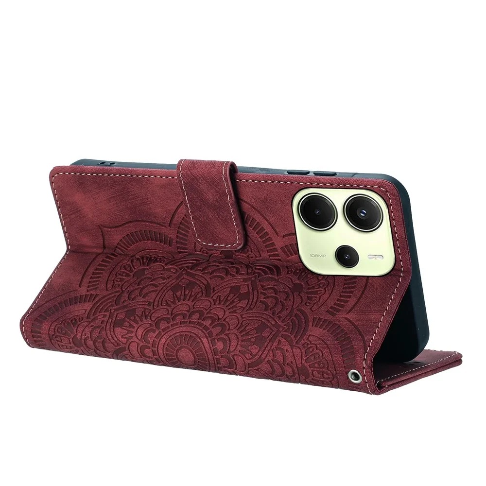 محفظة جلدية حافظة لهاتف شاومي ريدمي 12 13 13C 14C A3 نوت 11 11S 12 13 14 Pro 4G 5G غطاء هاتف زهرة ماندالا 5 ألوان