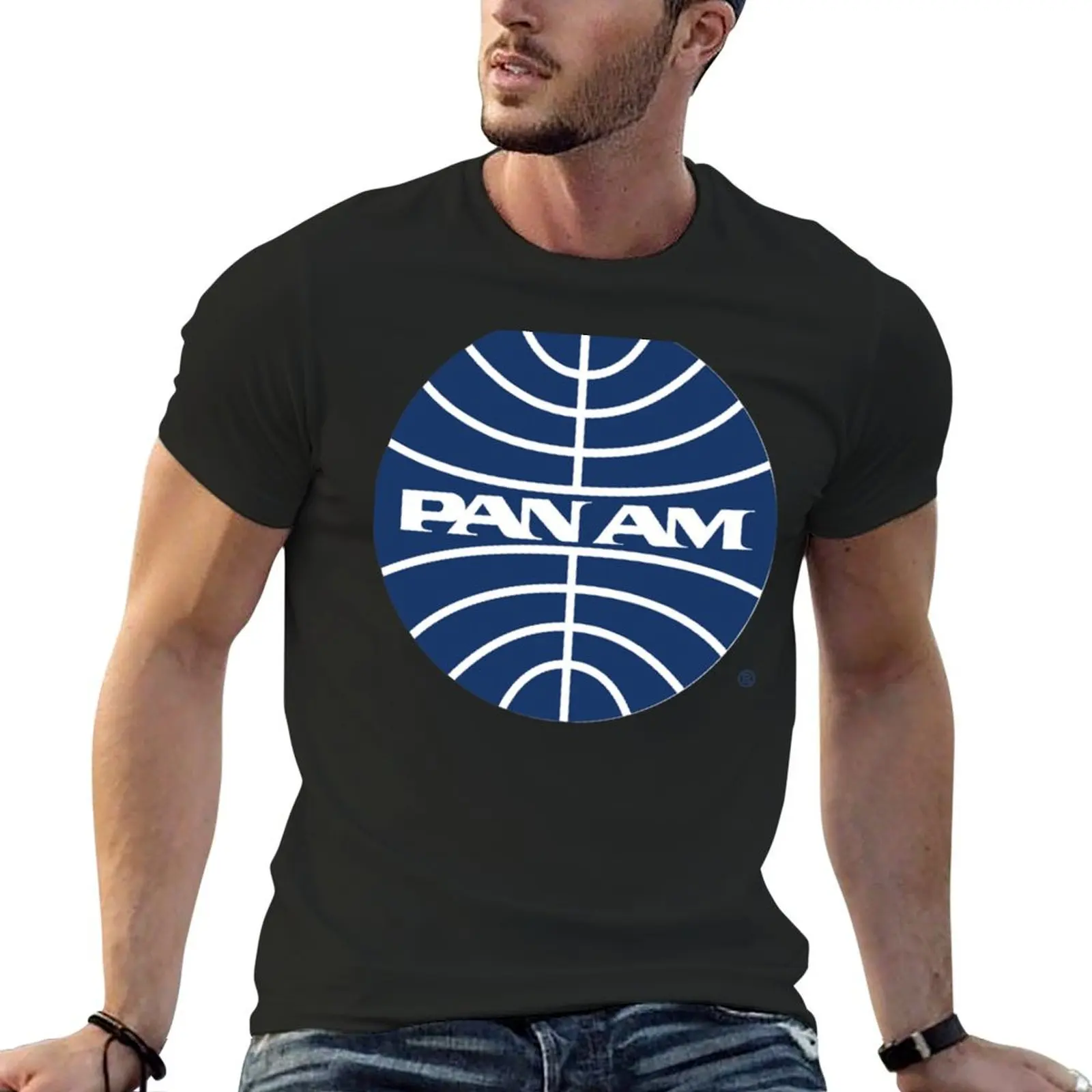 Pan Am Mid 1950s Globe Inverted T-Shirt plus sizes boys whites graphic t shirt vintage quick drying mens fashion