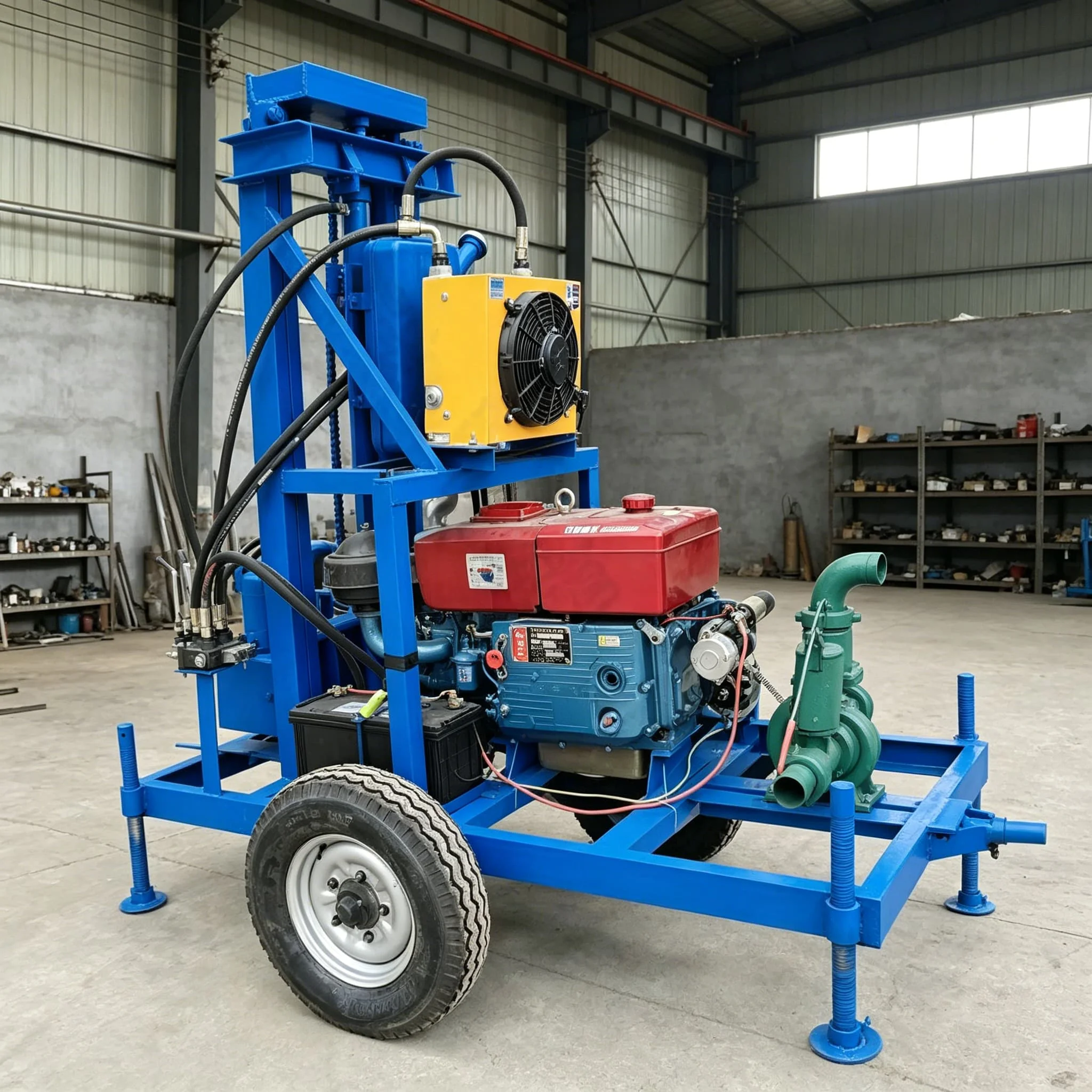 Portable Farm Water Well Drilling Rig Rotary Steel Structure 80m Depth Electric for Farmland Borehole Water Well Equipment