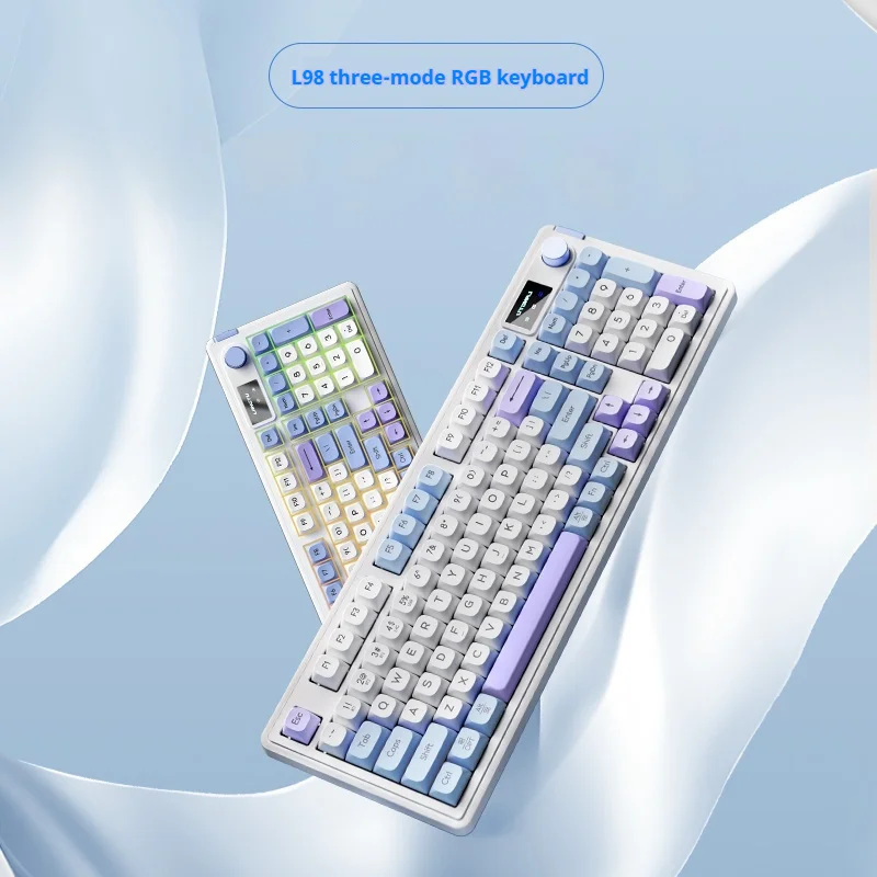 Langtu L98 Mute Wireless Three Mode Keyboard And Wired Mouse Set Rgb 98 Keys Keyboard Logo Screen Female Office Game Keyboard