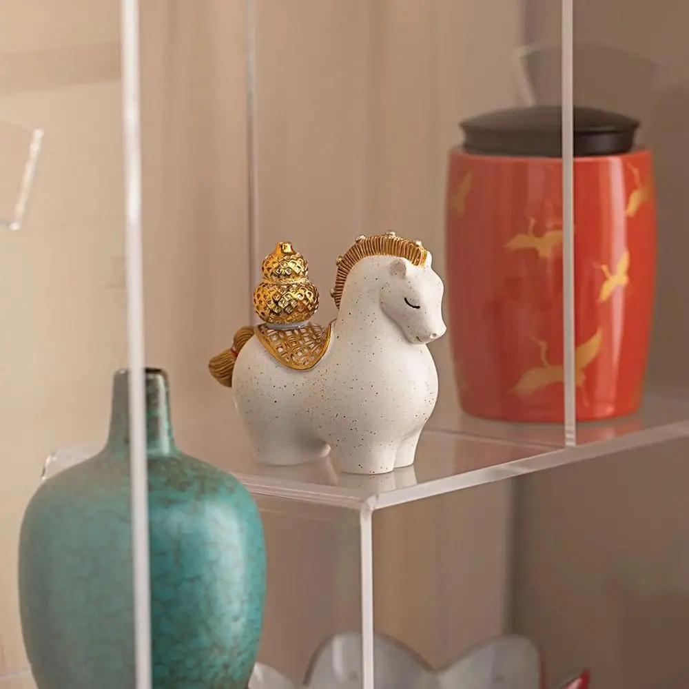 中国の旧正月樹脂製馬の置物中国風馬マスコット馬ミニチュア回転可能なデスクトップ装飾品本棚