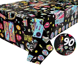 Forniture per feste degli anni '90 tovaglia usa e getta da 137*274cm Back to 90s Hip Hop Party TableCover Neon Retro Theme Birthday Party Decor