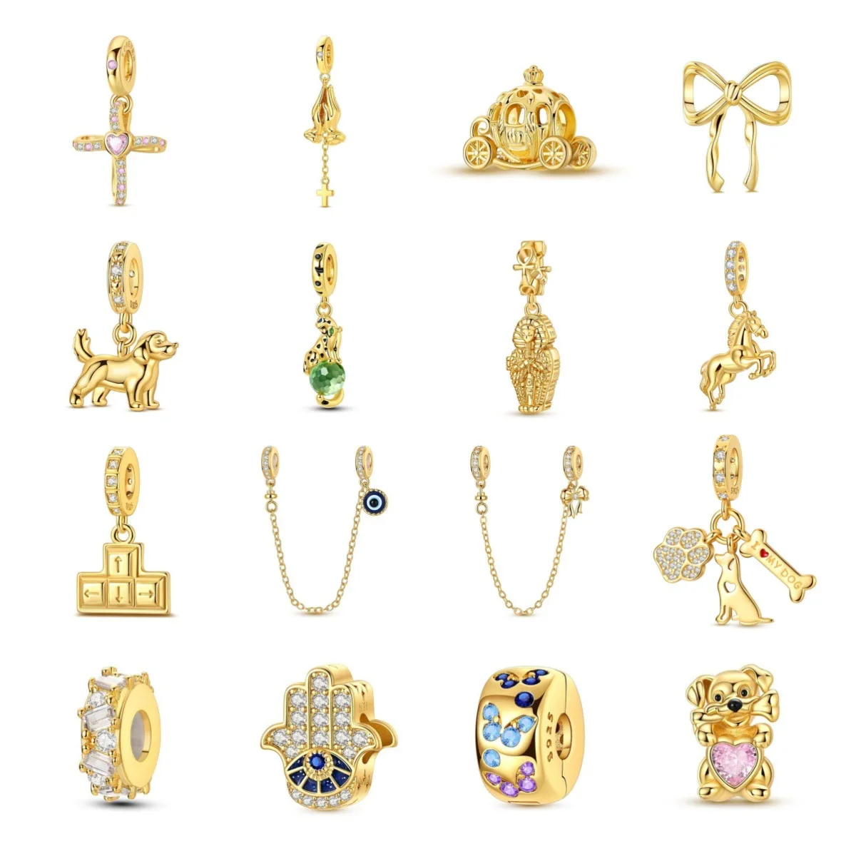 Cross-border  TK best-selling brass-plated with K gold gold charm pendant with string beads