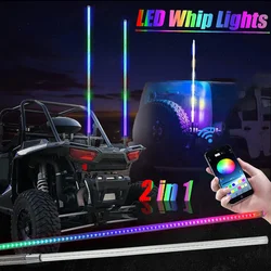 Luzes de chicote led para veículos off-road luz ambiente do carro rgb luz tira de néon utv atv antena led luzes de chicote