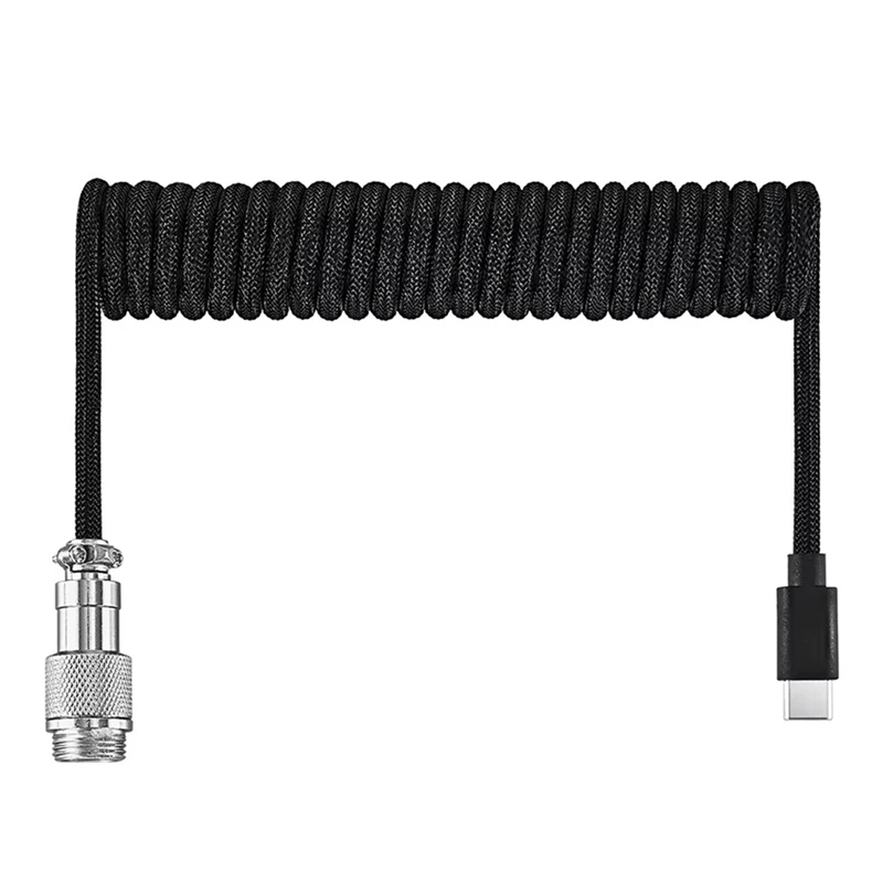 Usb Keyboard Cable Black Coiled Keyboard Usb Type C Cable DIY Aviation Plug Cable Connector Gaming Usb Keyboard Cable