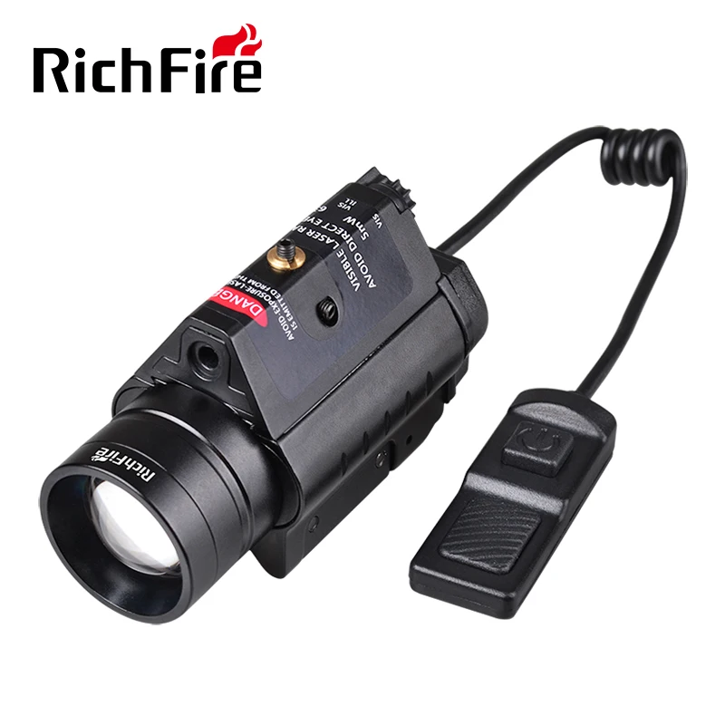 

Richfire Zoom Tactical Flashlight Red /Green Laser+SST20 Weapon Gun Light Combo with Remote Switch for 20mm Picatinny Rail Mount