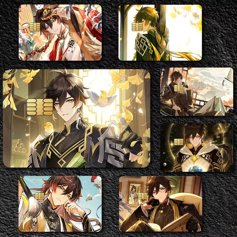 Anime Game Genshin Impact Zhongli Credit Card Stickers Skin For Bank Bus Metro 4PCS Cover Film Gift