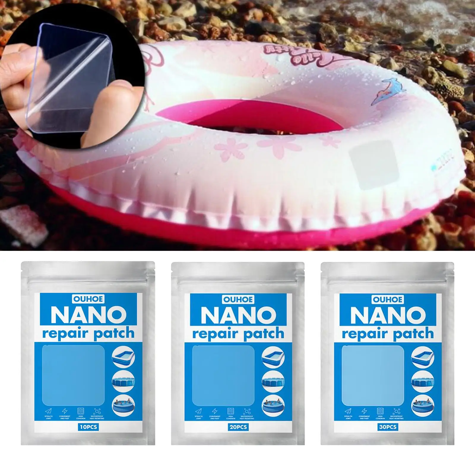 

Waterproof Pool Repair Patch Clear Inflatables Puncture Tape Airbed Vinyl