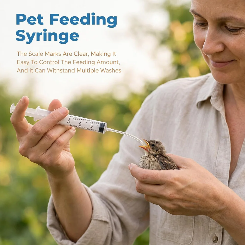 Pet Feeding Syringe Set, 4 Multi-Specification Plastic Syringes with 16 Soft Tubes, Feeding Tubes for Baby Birds, Milk and Water Feeder for Young Birds, Industrial Syringes Without Needles, Used for Pet Feeding, Liquid Extraction, Essential Oil Dispensing, Experimental Filling Tools (Non-Medical)
