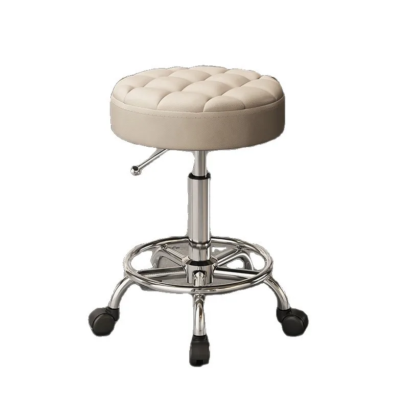 Gold Beauty Barber Salon Hairdressing Chair Swivel Makeup Stool with Wheels Lifting Round Desk