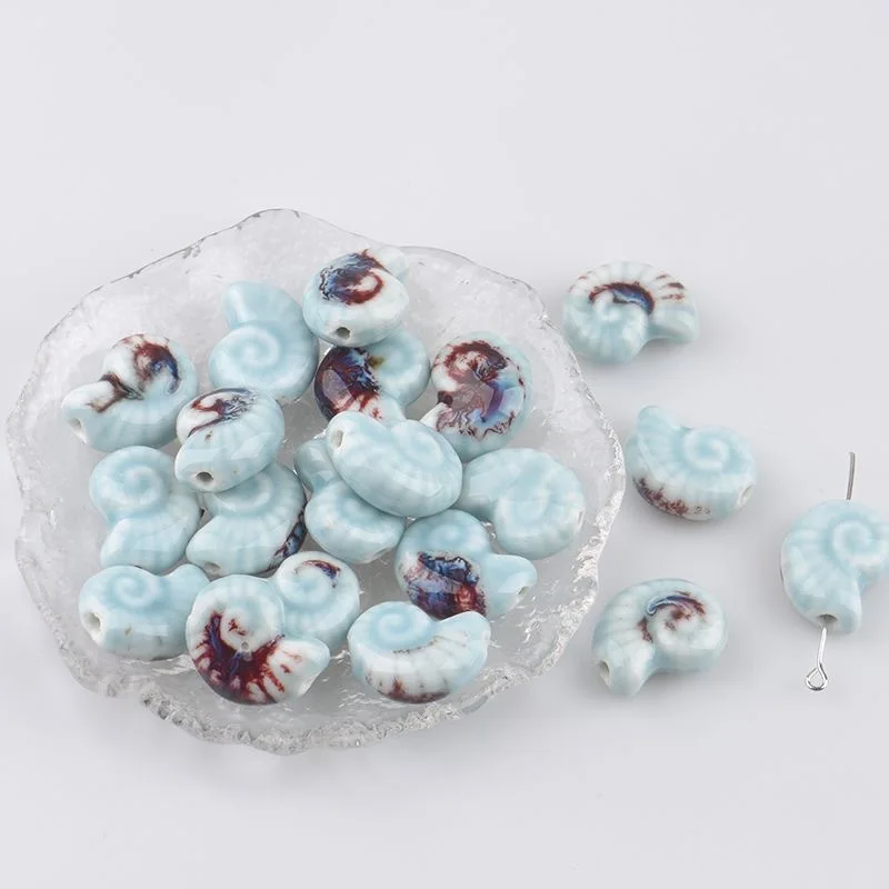 DW39 21*16mm Fun Mini Conch Specail Shape Ceramic Beads Pendant Two Side Porcelain Jewelry Part Necklace Clothing Bracelet Bags