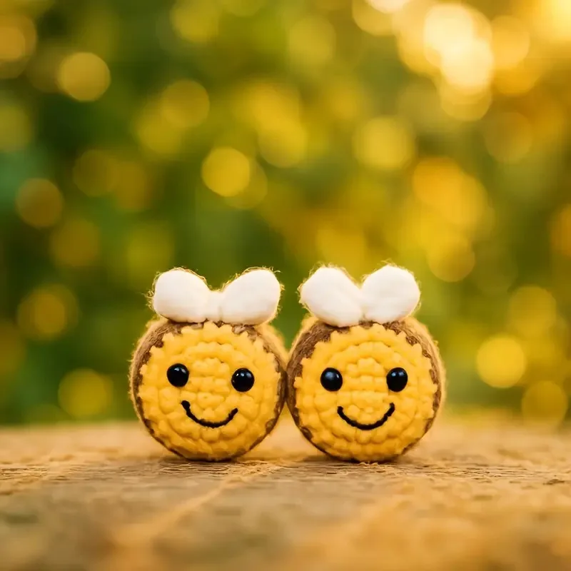 작은 벌 정교한 플러시 키체인 신기하고 귀여운 뜨개질 작은 벌 펜던트 카와이 미니 벌 펜던트 자동차 백팩 키링용