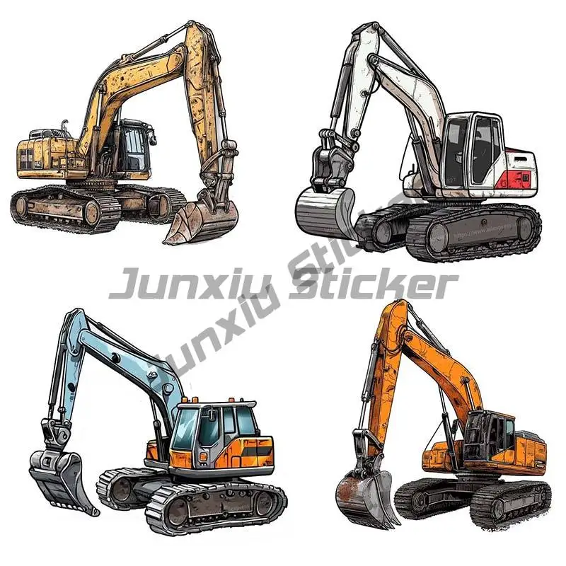 Personalizable Excavator Car Sticker Waterproof Decal on Bumper Rear Window Laptop Self-adhesive Decal for Car Accessories