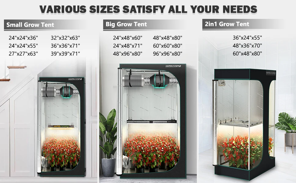 Mars Hydro GROWTNET Optional size Wholesale Price Hydroponic Grow Tent 610D Plant Grow Box Kits 150x150x200