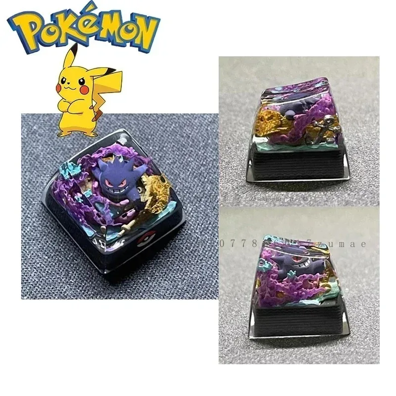 포켓몬 애니메이션 키 캡 Gengar Pikachu Clefairy Mewtwo DIY 맞춤형 수지 키 기계 컴퓨터 키보드 크리 에이 티브 만화 선물