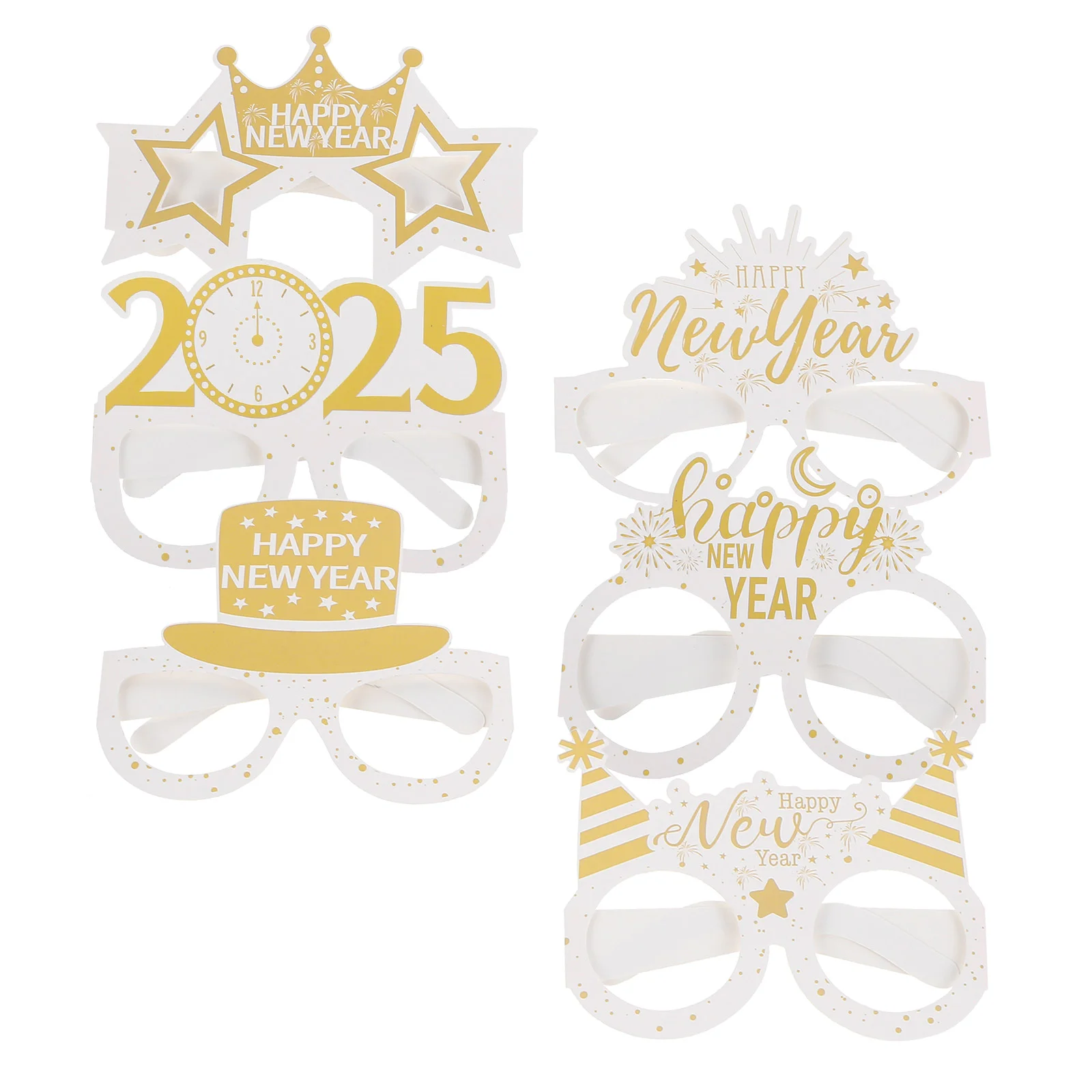 6 Pcs 3D Party Glasses Sunglasses Funny Frames 2025 Celebration Festive Eyeglasses Paper Happy New Year Photo Booth Props