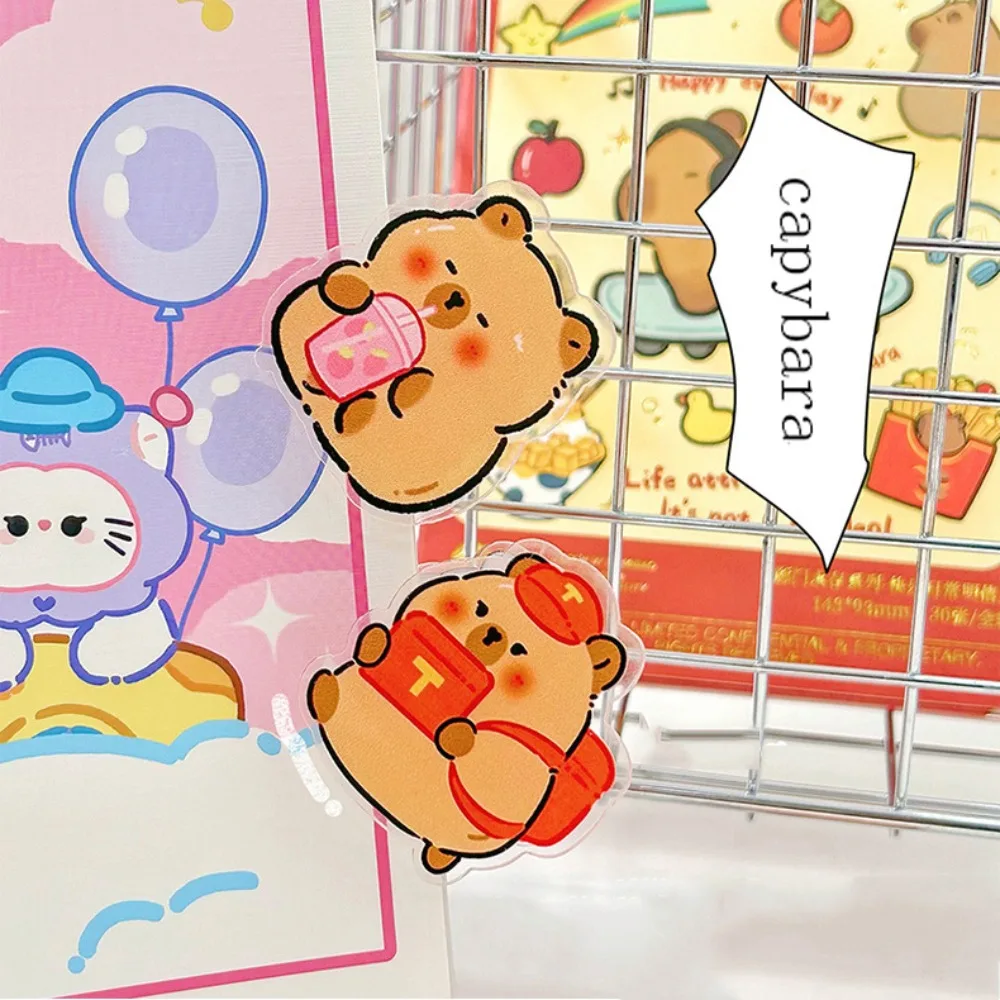 Portable Capybara Capybara PP Clip Decorative Paperclip Cartoon Memo Clip Cartoon Bookmark Acrylic Paper Clip Desk Organizer