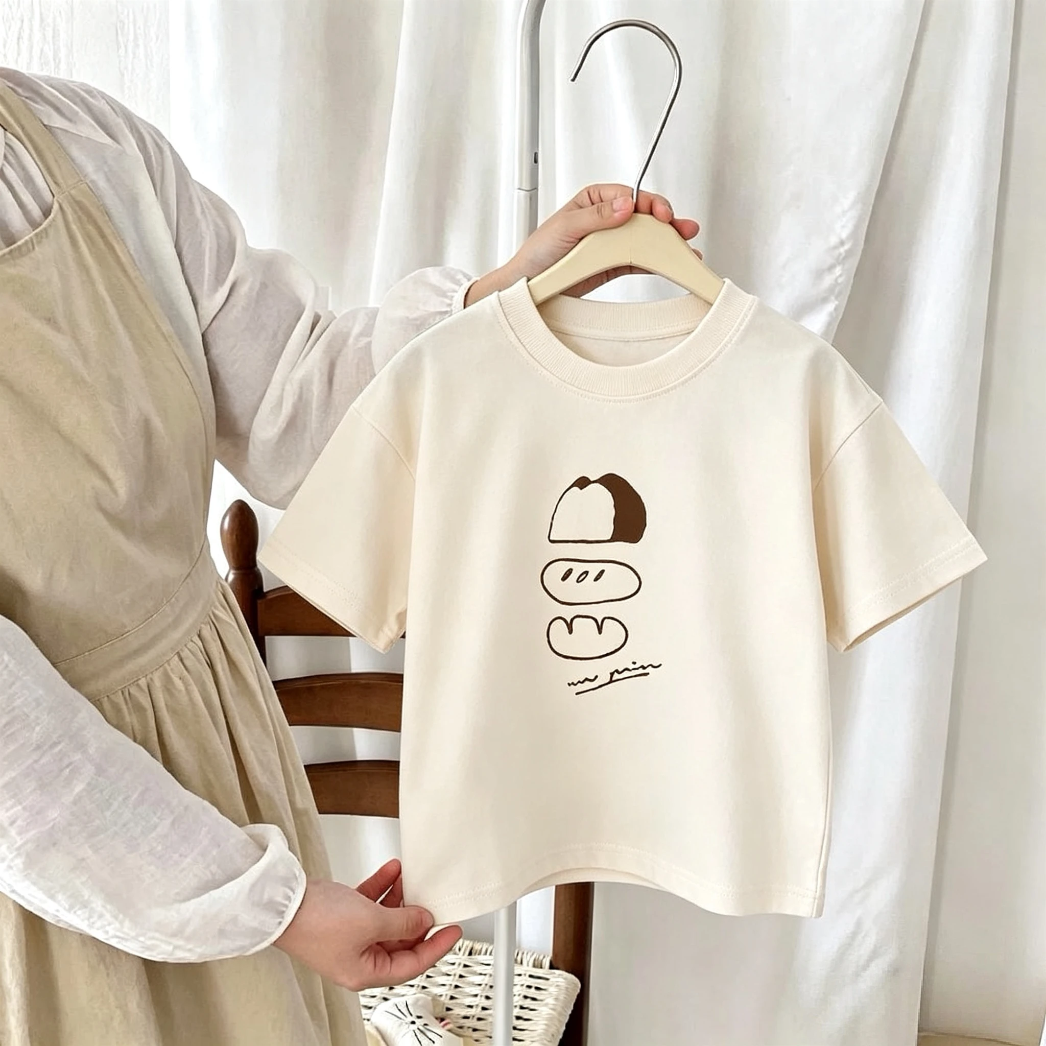 9m-7y Children's Wear Tops T-shirt Simple Versatile Kids Summer Clothing Short-sleeved Tops Tees Baby Girl Boy Clothes T Shirts