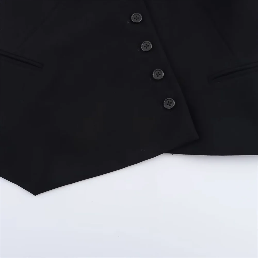 Asymmetrische Damenweste mit V-Ausschnitt, einfarbig, Dekoration, Frühling/Sommer, neue lässige Damenbekleidung