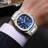 MEGIR Luxury Brand Men Business Watches Waterproof Male Clock Stainless Steel Luminous Quartz Sport Wristwatch Montre Homme 1084