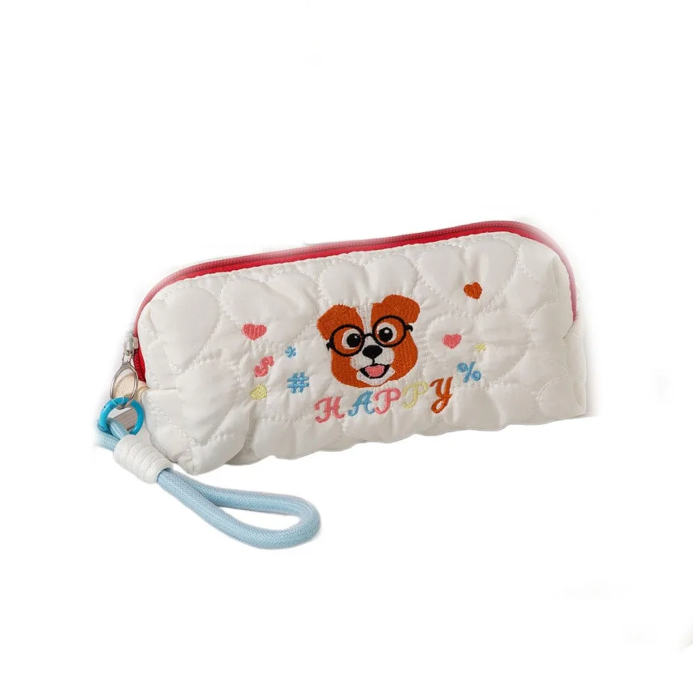 

Lovely Embroidered Dog Dog Pen Bag Large Capacity Ins Style Puppy Cosmetic Bag With Pendant Rope Pencil Pouch Children