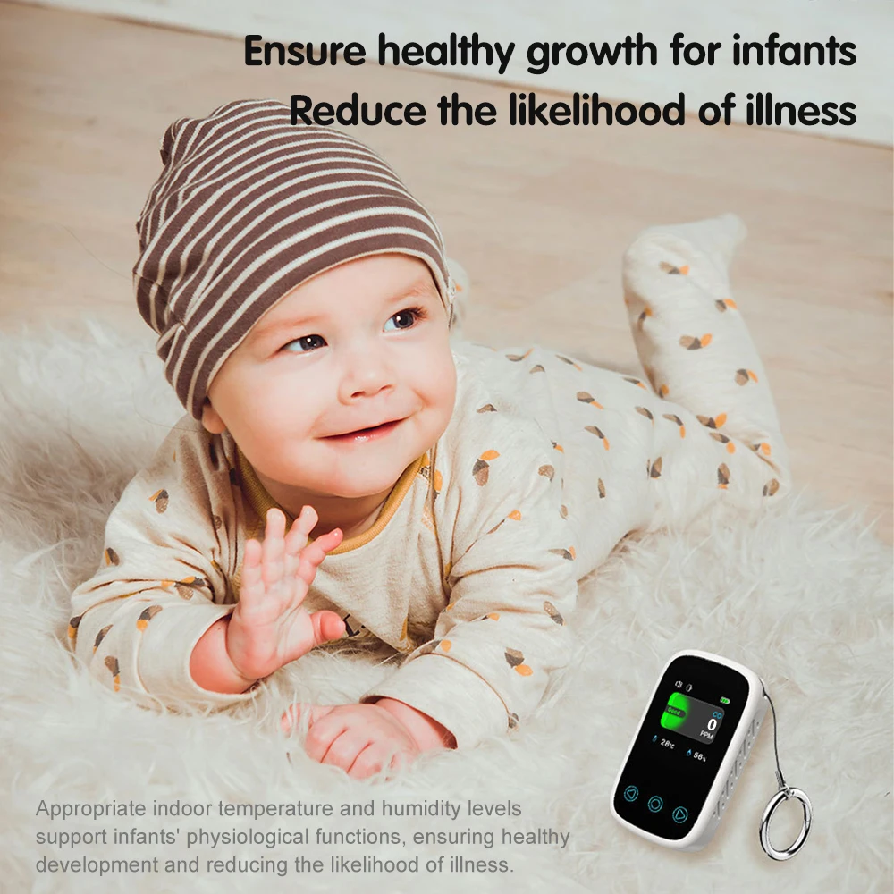 Pengukur Kualitas Udara 3 Dalam 1 Penguji Kelembapan Suhu CO Layar LCD Sensor NDIR Detektor Karbon Dioksida Monoksida dengan Alarm Suara