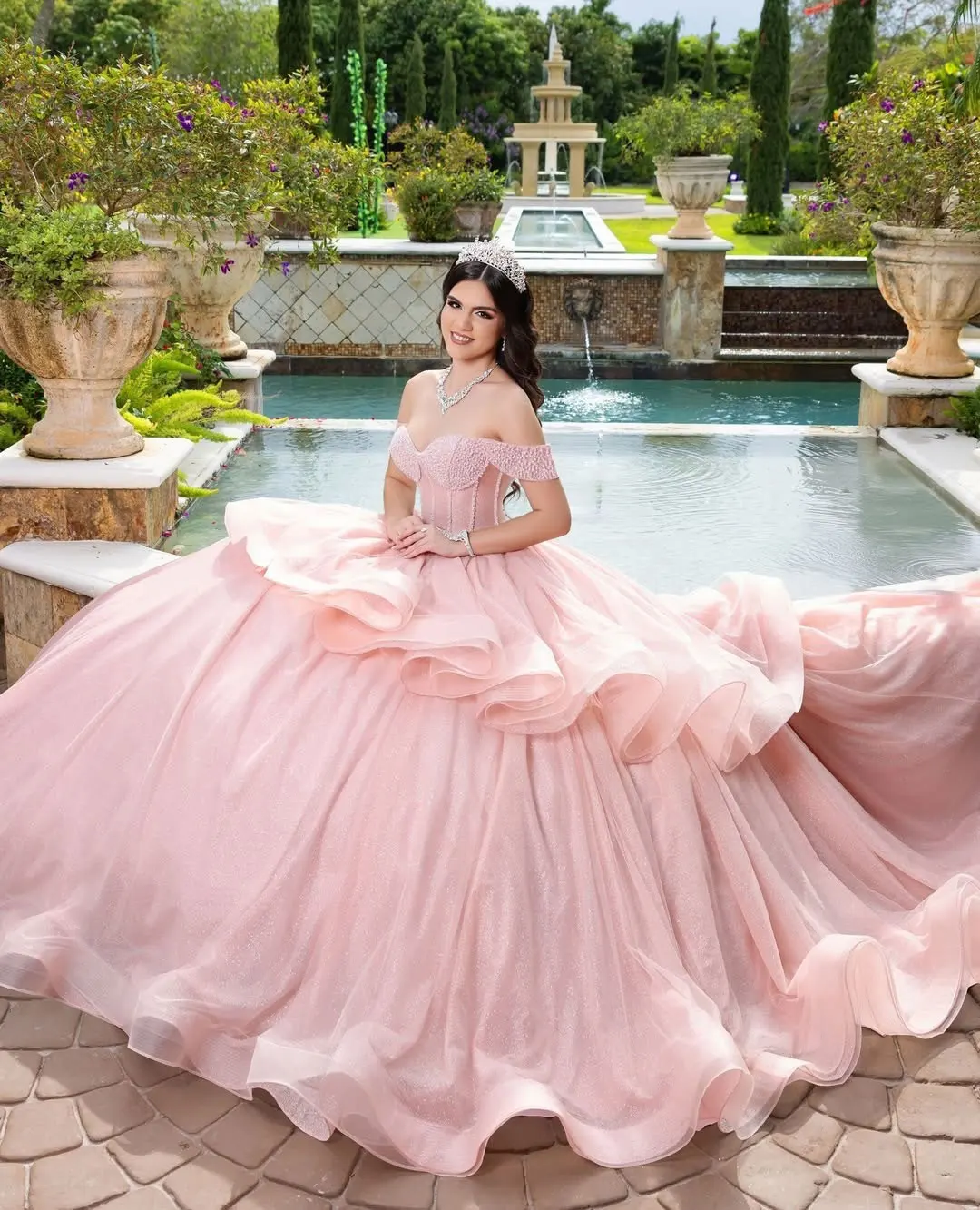 Maßgeschneiderte rosa Quinceanera-Kleider 2025, luxuriöses Ballkleid, zwei in einem Schichten, süßes 16-Kleid für Mädchen, Vestidos De 15 Anos, Partykleid