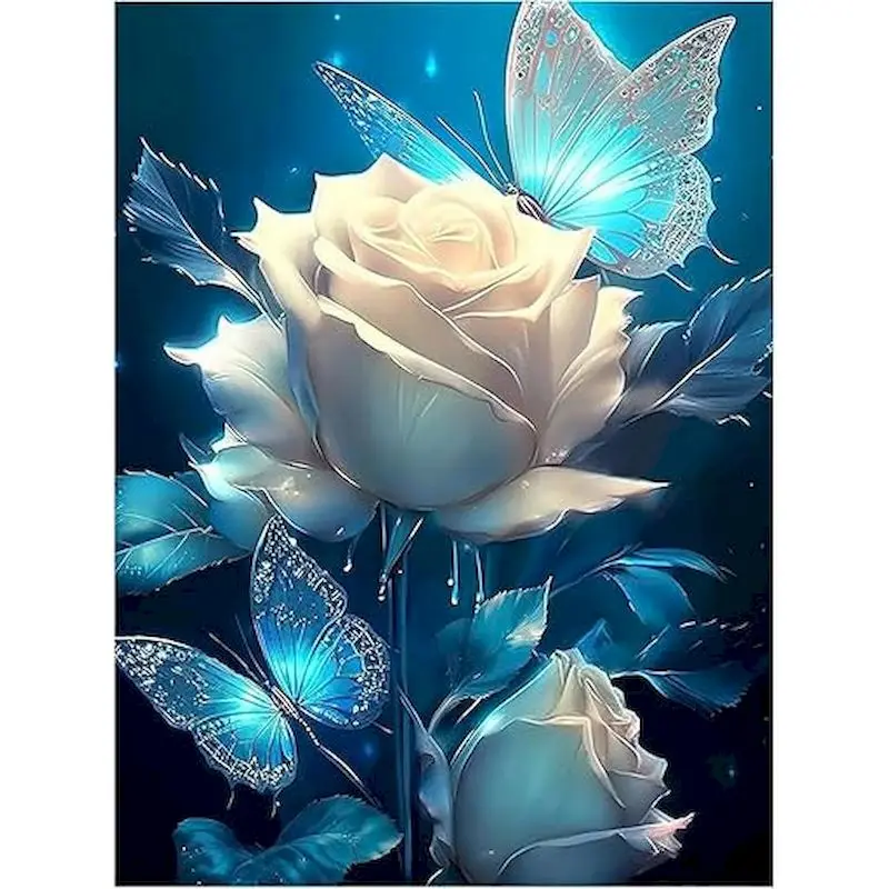 

SDOYUNO DIY Diamond Mosaic Rose Flower Diamond Painting Crafts Kits Flower Butterfly Full Square Round Embroidery Handicraft