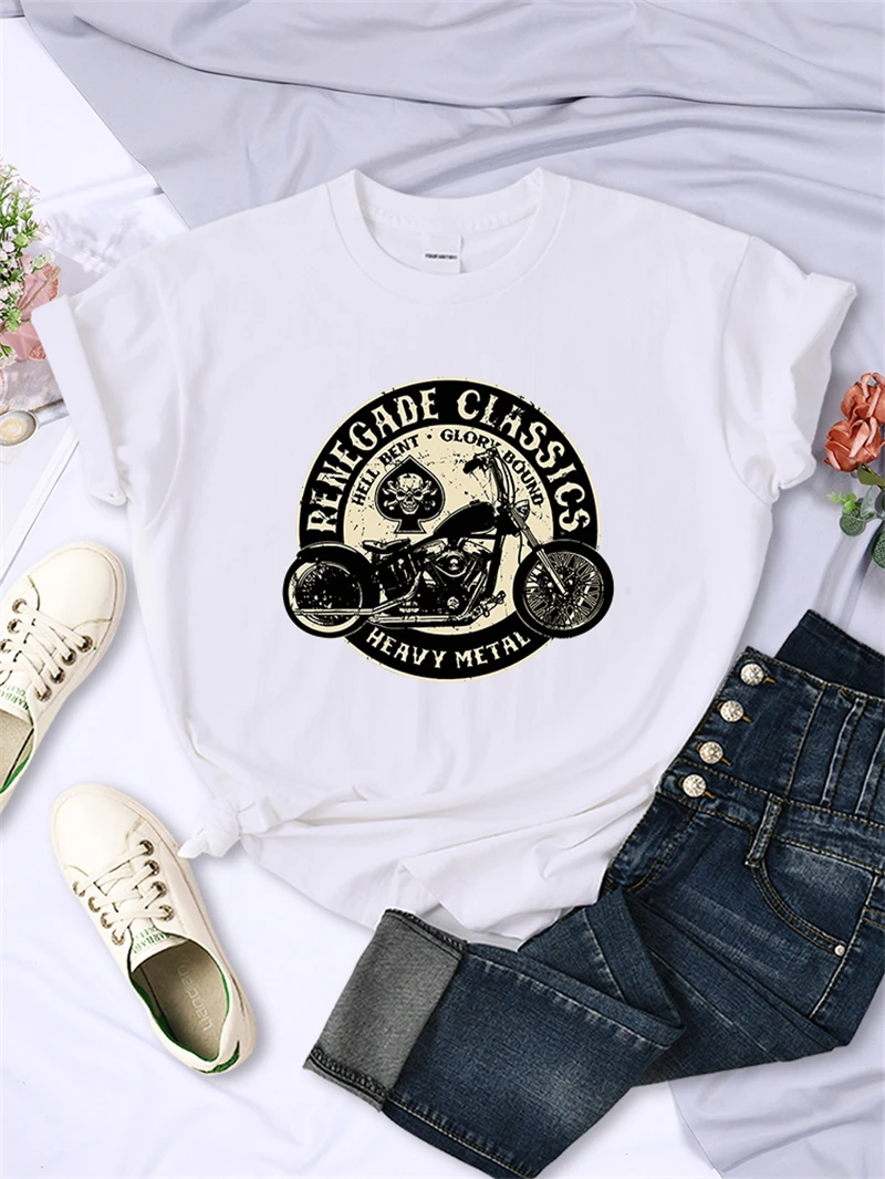 Renegade Irritation RapMetal Motorcycle Tshirt pour femme, tendance vintage, respirant, col rond, manches courtes, décontracté,