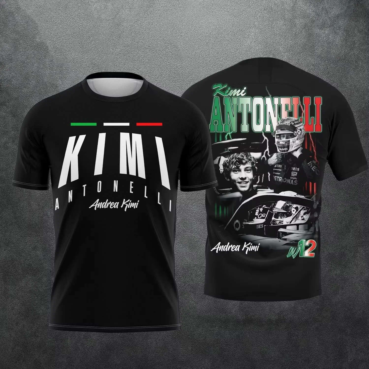 2026 New Kimi Antonelli and George Russell Racing Fan Tee Men Summer Sports Football Breathable Quick Drying Clothing Unisex Tee