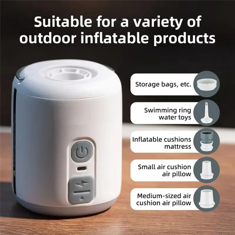 Inflatable Pump Electric Air Pump Multifunctional Extract Gas Pump For Camping Air Bed Swimming Ring Lighting Grey