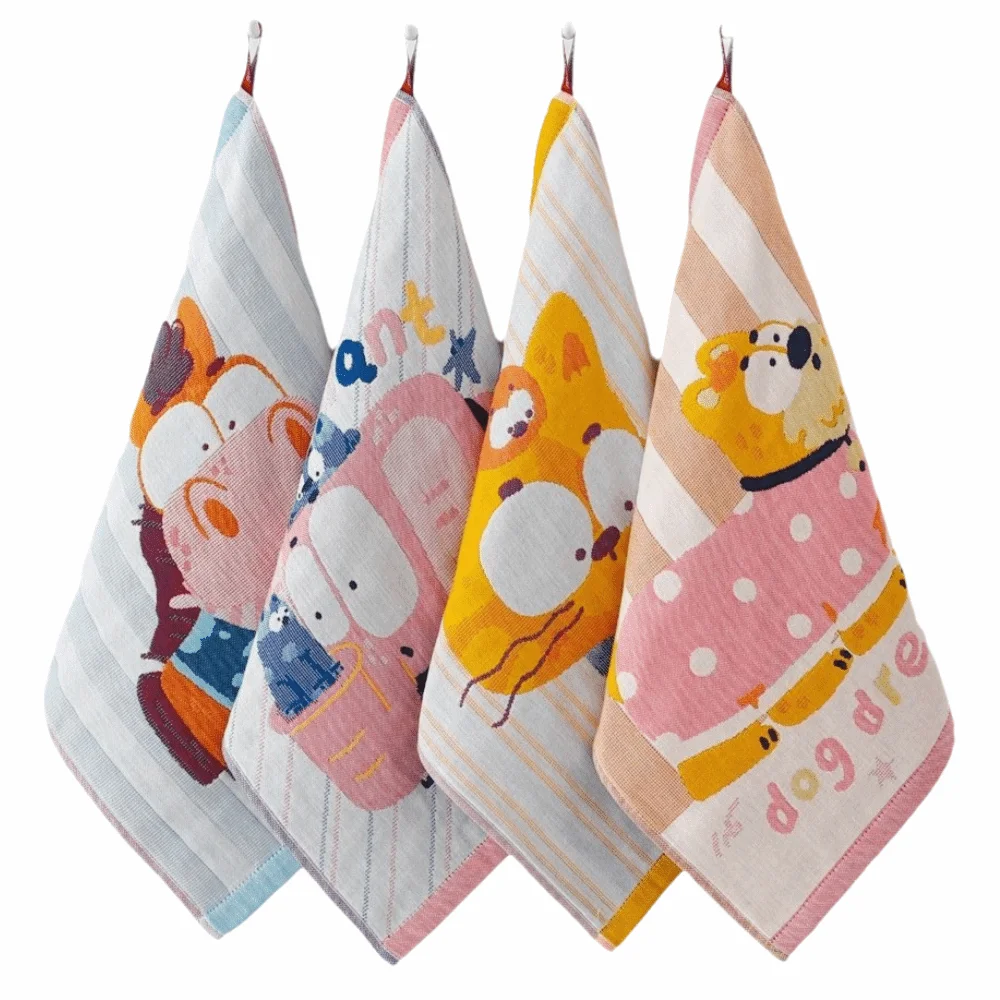 34x40cm Large Hand Towel Cartoon 4 Layer Cotton Gauze Pure Cotton Dish Cloth Decorative Quick Dry Kitchen Towel