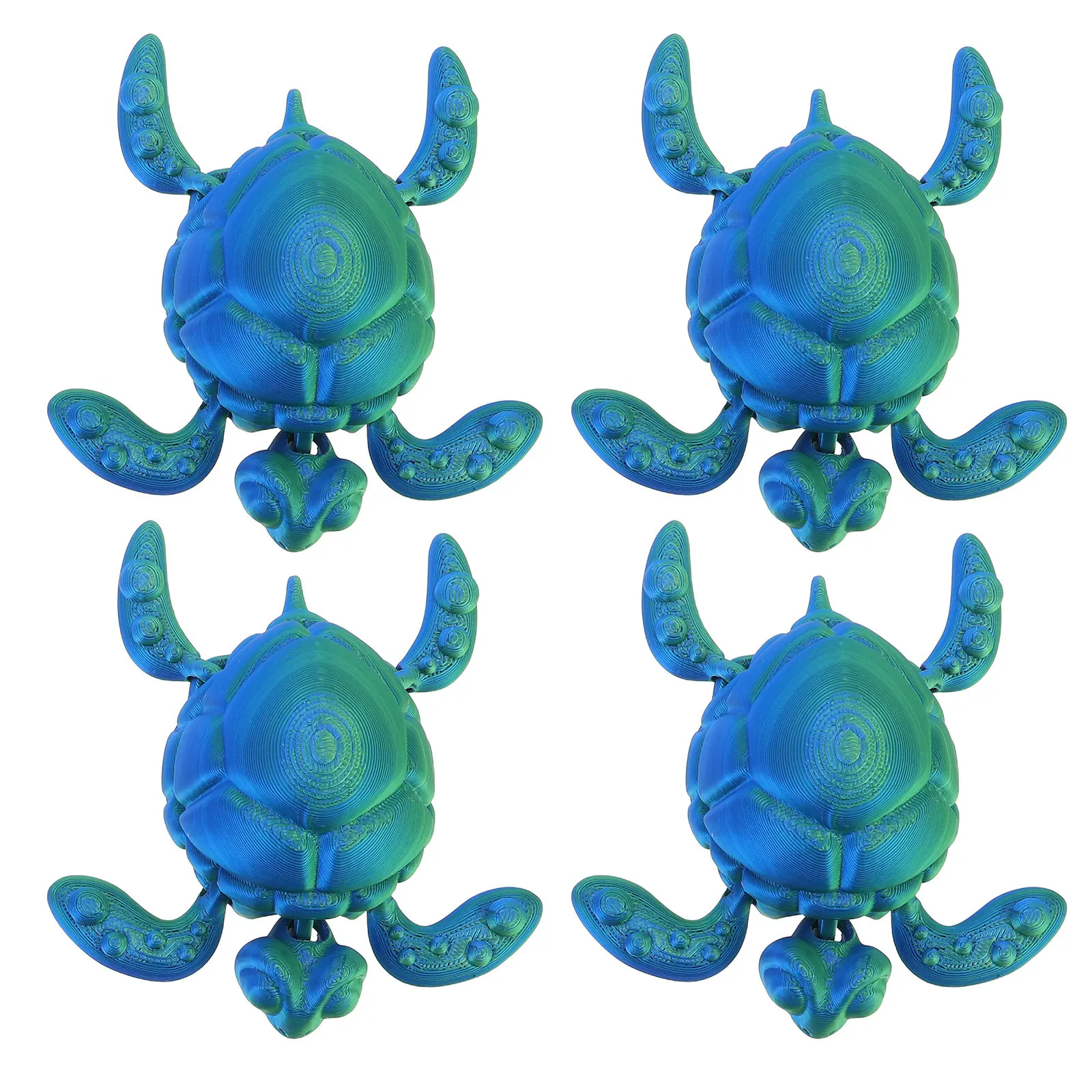 

4Pcs Sea Turtle 3D Printed Articulated Plastic Sculptures Home Office Decor Ocean Animal Collectibles for Marine Lovers