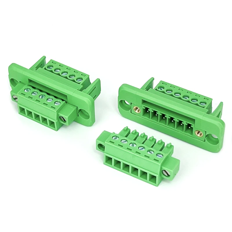 1Set 15EDGWC+KM+KPM-3.81mm Through-Wall Fixed Panel Solder-free Docking With Flange Frame Plug-in Terminal Block Connector 2-24P