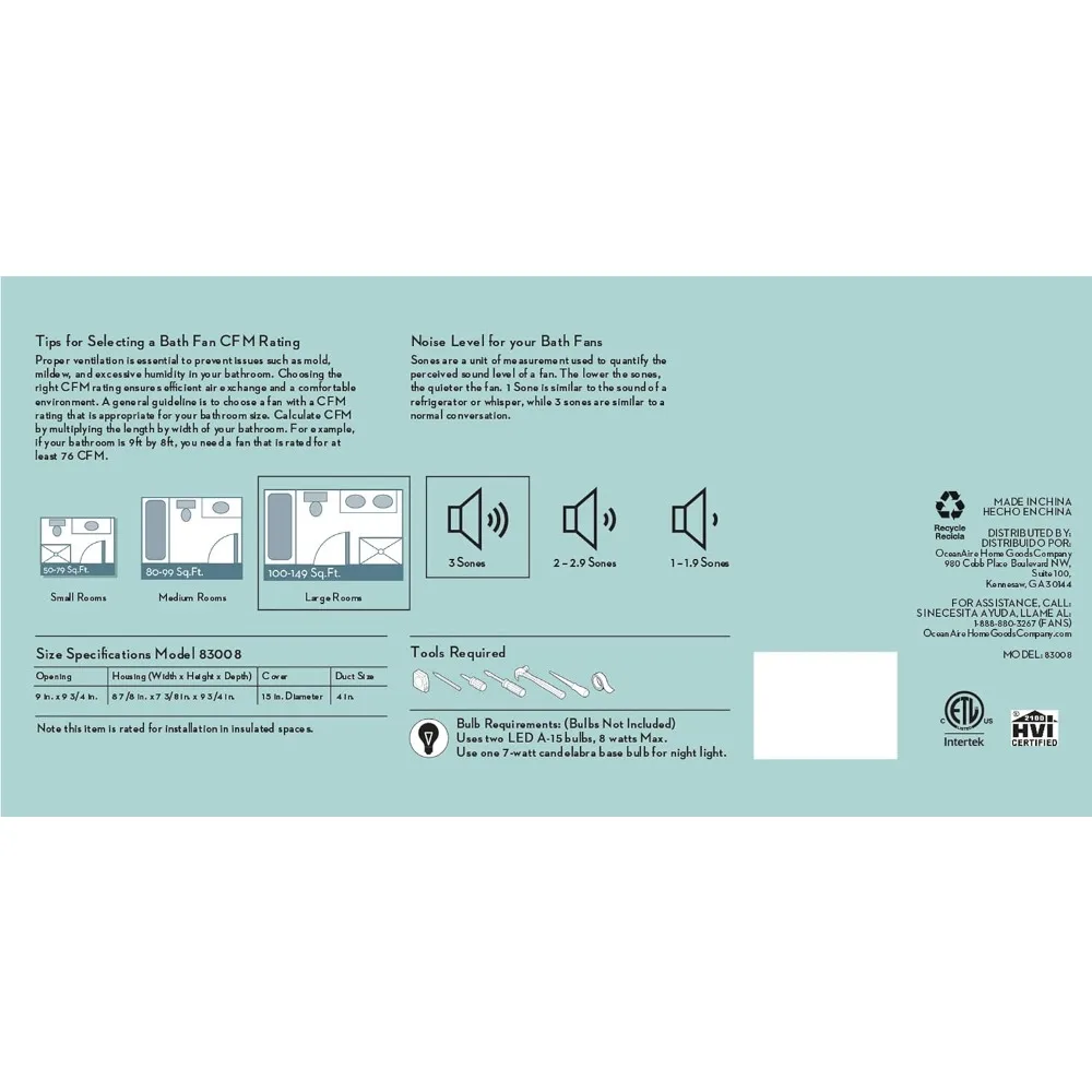 Ventilatore di scarico decorativo per bagno in stile romano 110 CFM 3.0 Sones con luce e luce notturna, finitura in nichel spazzolato