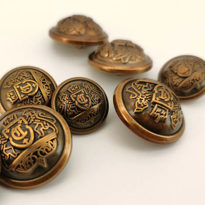 Bronzefarbene geschnitzte Metallknöpfe, Windjacke, Jacke, Anzug, Nähzubehör, Nähknöpfe, Großhandel, DIY, Handwerk, handgefertigt, 6 Stück – Detail 3