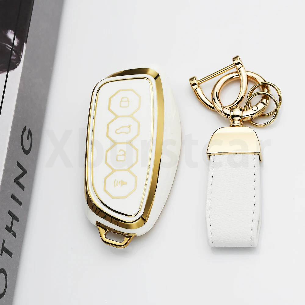 Gold Edge TPU Keyless Car Key Case Cover for HAVAL Hover Jolion X DOG H2 H3 H5 H7 H8 M4 F7H H2S XY H6 Dargo M6 H9 H6S F7 F7X