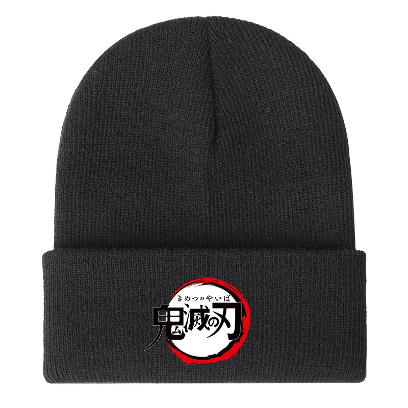 demonio-slayer-impressao-criancas-chapeu-de-malha-outono-inverno-menino-menina-malha-quente-gorro-chapeu-elastico-macio