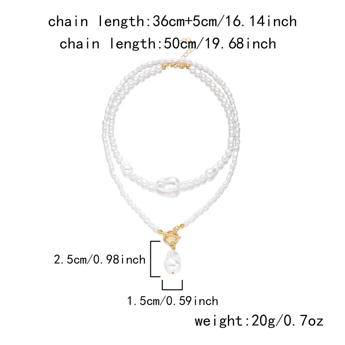 Minimalistische barocke unregelmäßige Imitationsperlen-CCB-Perlen-Anhänger-Halskette für Damen und Herren, mehrschichtige Perlen-Halskette, stapelbarer Choker-Schmuck – Detail 25