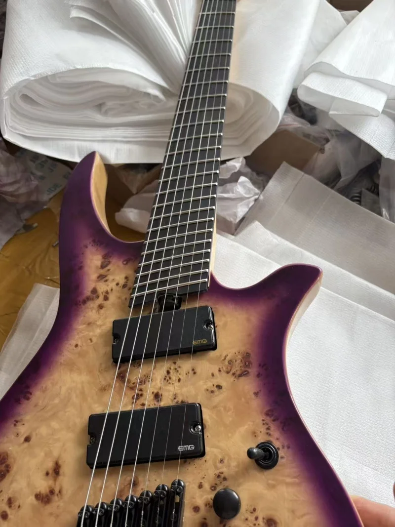 High-quality 7-string neckless guitar, rosewood fan-shaped fretboard, black hardware, active pickup, free delivery