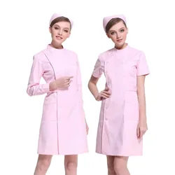 Doctors and Nurses Wear Long-sleeved Short-sleeved Waist Slim Standing Collar  White Coat Doctor Nurses Pharmacy Overalls