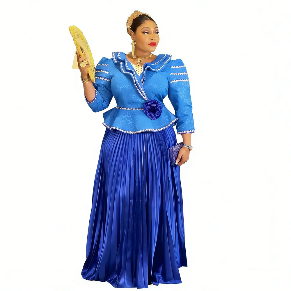 

African Clothes for Women Flower Tops and Skirt Set Africa Clothing Ankara Dashiki Outfits Wedding Party Dresses Traditional New