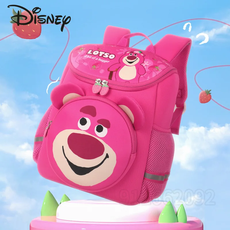 Disney Strawberry Bear Original New Girls Backpack Luxury Brand Girls\' School Bag Cartoon 3D Fashion Children Cute School Bag