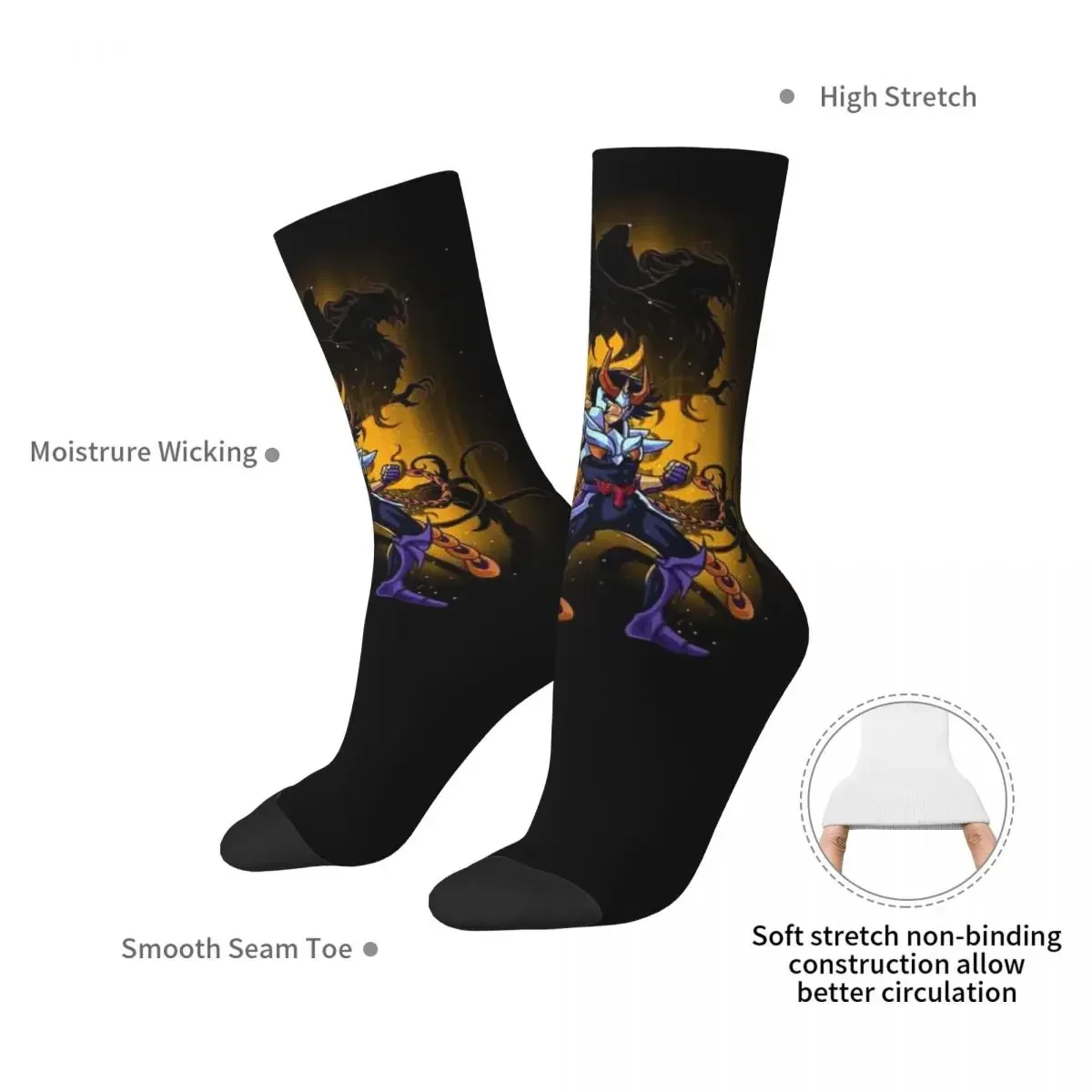 Les Chaussettes Seiya Knights Merch, Chaussettes Harajuku, Bas super doux, Chaussettes longues toutes saisons, Accessoires pour hommes et femmes, Cadeau d'anniversaire