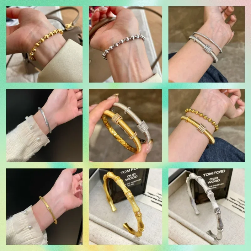 

2025 Hot selling Italian hand-brushed craft palace style two-color bracelet ring set women's fashion luxury jewelry party gift