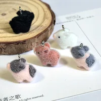 5pcs Flocking Miniature Pig Boar Resin Charms Kawaii Pet Choker Pendant Accessory DIY Earring Necklace Chains Charm Jewelry Make