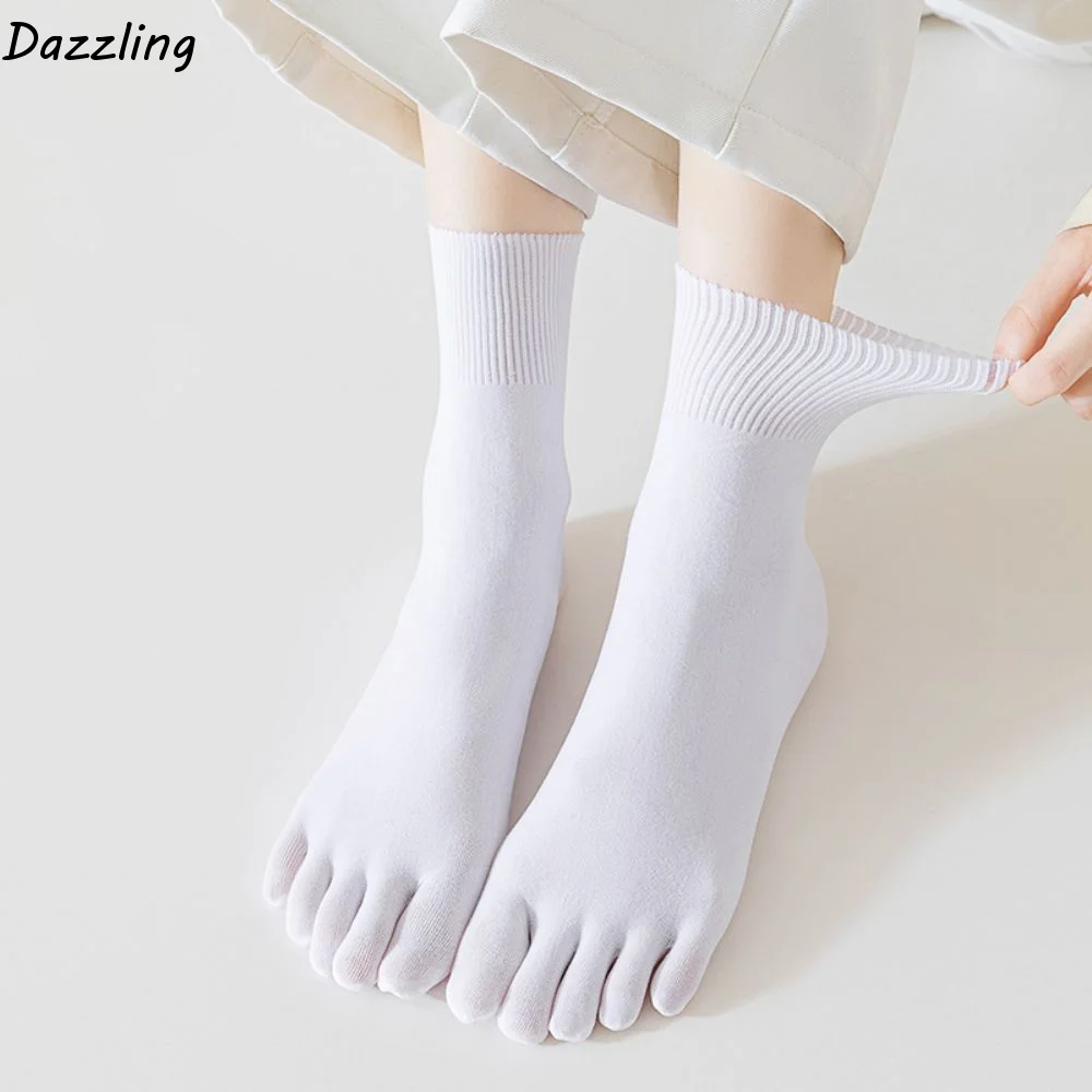 Casual Short Hosiery Five Finger Socks Split-toed Thin Five Toe Mid Tube Socks Breathable Solid Color Summer