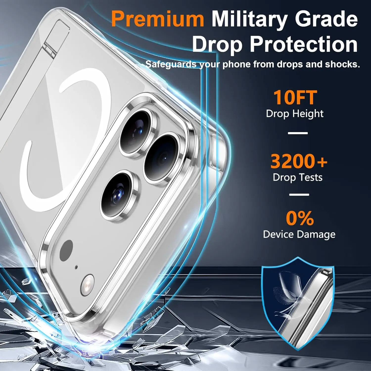 Magnetische Transparente Handyhülle für iPhone 17 16 15 14 18 Pro Max, Militärische Qualität, Sturzsicher und mit Unsichtbarer Halterung, Stoßdämpfend – Detail 7