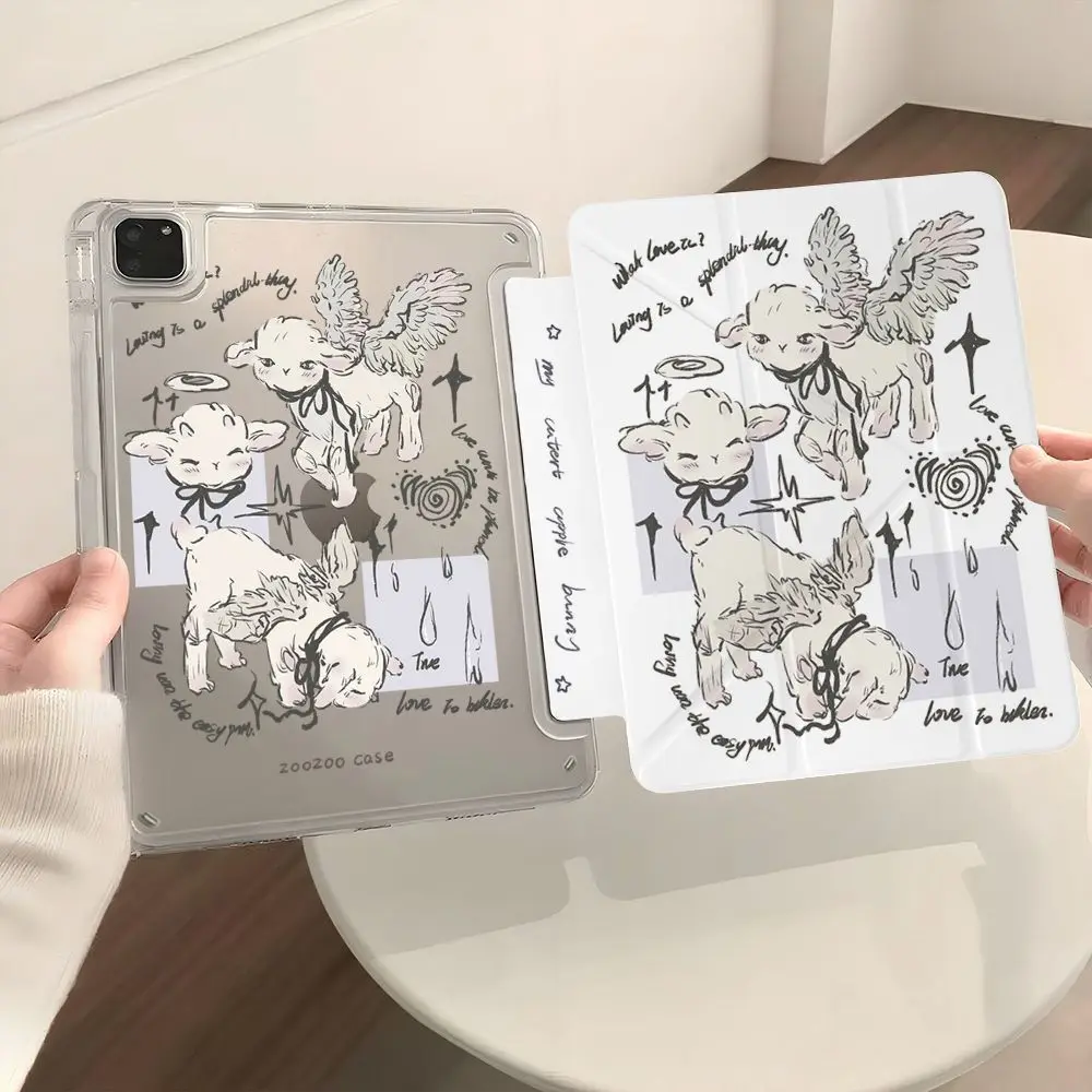 Cartoon Angel Sheep For IPad Air 13 Air 11in 2025 For IPad Pro11 12.9 13 IPad 5th-10th A16 11th 10.2 9.7 Mini 6 7 Air 2345 Cover